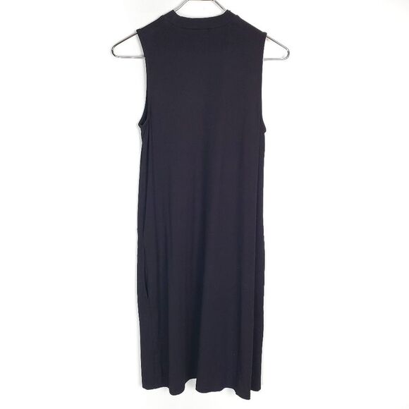 J. CREW Black Crew Neck Sleeveless Flowy Maxi Dress with Pockets Size: XX-Small - Picture 6 of 6